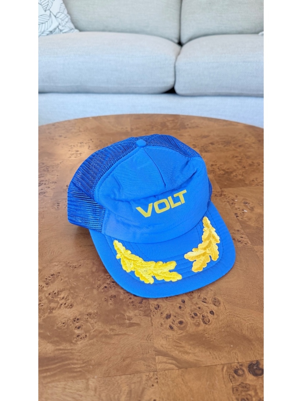 Sportcap Volt Blue Mesh Baseball Cap with Yellow Embroidered Detail